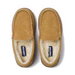 Kids Fuzzy Lined Suede Moccasin Slippers