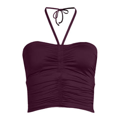 Womens Plus Size Ruched Halter Midkini Top
