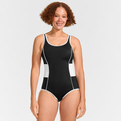 Women's Tugless Scoop Neck Colorblock Low Leg One Piece