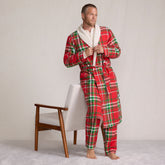 Men's Sherpa Fleece Lined Flannel Robe