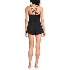 Women's Tugless V-Neck Strappy X-Back Swim Romper