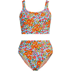 Women's Tugless Midkini Top and High Waisted Bottom Swimsuit Set