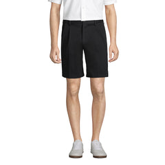 Men's No Iron 9" Comfort Waist Pleated Front Chino Short