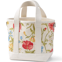 Small Print 5 Pocket Open Top Canvas Tote Bag