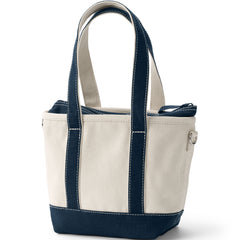 Small 3 Pocket Zip Top Long Handle Canvas Tote Bag
