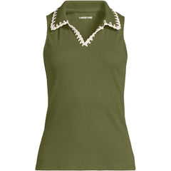 Women's Sleeveless Micro Rib Polo