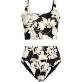 Women's Tugless Midkini Top and High Waisted Bottom Swimsuit Set