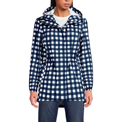 Women's Tall Print Waterproof Hooded Packable Raincoat