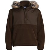 Men's Hooded Half Zip Faux Fur Sherpa Fleece Pullover