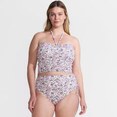 Womens Plus Size Ruched Halter Midkini Top