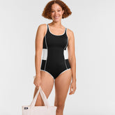 Women's Tugless Scoop Neck Colorblock Low Leg One Piece