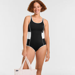Women's Tugless Scoop Neck Colorblock Low Leg One Piece