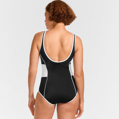 Women's Tugless Scoop Neck Colorblock Low Leg One Piece
