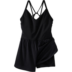 Women's Tugless V-Neck Strappy X-Back Swim Romper