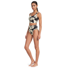 Women's Tugless Midkini Top and High Waisted Bottom Swimsuit Set
