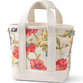 Small Print 5 Pocket Open Top Canvas Tote Bag