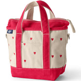 Small Embroidered 3 Pocket Zip Top Canvas Tote Bag