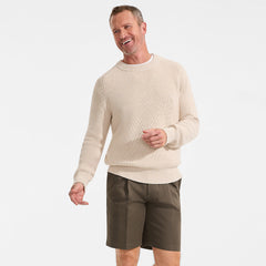 Men's No Iron 9" Comfort Waist Pleated Front Chino Short