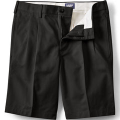 Men's No Iron 9" Comfort Waist Pleated Front Chino Short