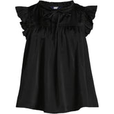 Women's Split Neck Satin Ruffle Blouse