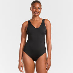 Women's Tugless V-Neck High Leg One Piece Swimsuit