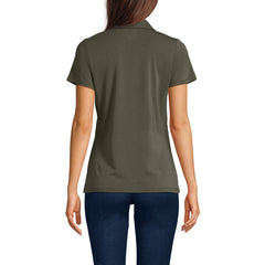 Women's Short Sleeve Lightweight Jersey Pintuck Open Collar Polo