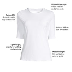 Women's SunShade UPF 50 Elbow Sleeve Rash Guard Swim Tee