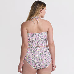 Womens Plus Size Ruched Halter Midkini Top