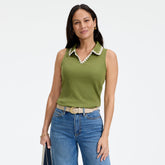 Women's Sleeveless Micro Rib Polo