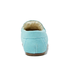 Kids Fuzzy Lined Suede Moccasin Slippers