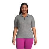 Women's Plus Size Moisture Wicking UPF Sun Elbow Sleeve Zip Front Polo Shirt