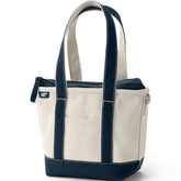Small 3 Pocket Zip Top Long Handle Canvas Tote Bag