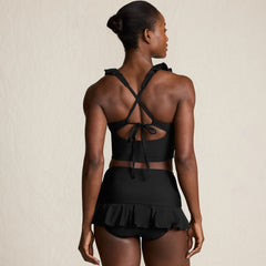 Womens Ruffle Plunge Midkini Top
