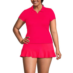 Women's Plus Size SunShade UPF 50 Short Sleeve Pique Johnny Collar Rash Guard