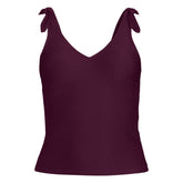 Women's Tie Shoulder Ribbed Flutter Tankini Top