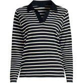 Women's Plus Size Long Sleeve Mariner Johnny Collar Polo