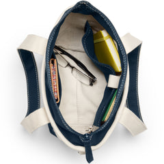Small 3 Pocket Zip Top Long Handle Canvas Tote Bag
