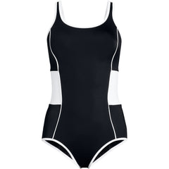 Women's Tugless Scoop Neck Colorblock Low Leg One Piece