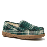 Kids Fuzzy Lined Plaid Moccasin Slippers