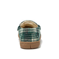 Kids Fuzzy Lined Plaid Moccasin Slippers