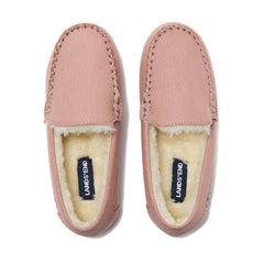 Kids Fuzzy Lined Shimmer Moccasin Slippers