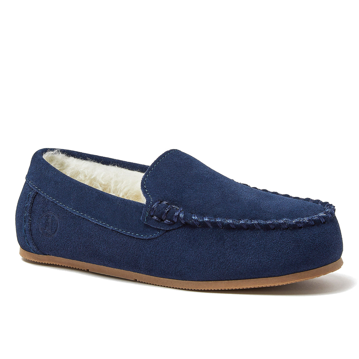 Kids Fuzzy Lined Suede Moccasin Slippers