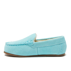 Kids Fuzzy Lined Suede Moccasin Slippers