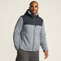 Men's Sweater Fleece Mixed Media Full Zip Jacket