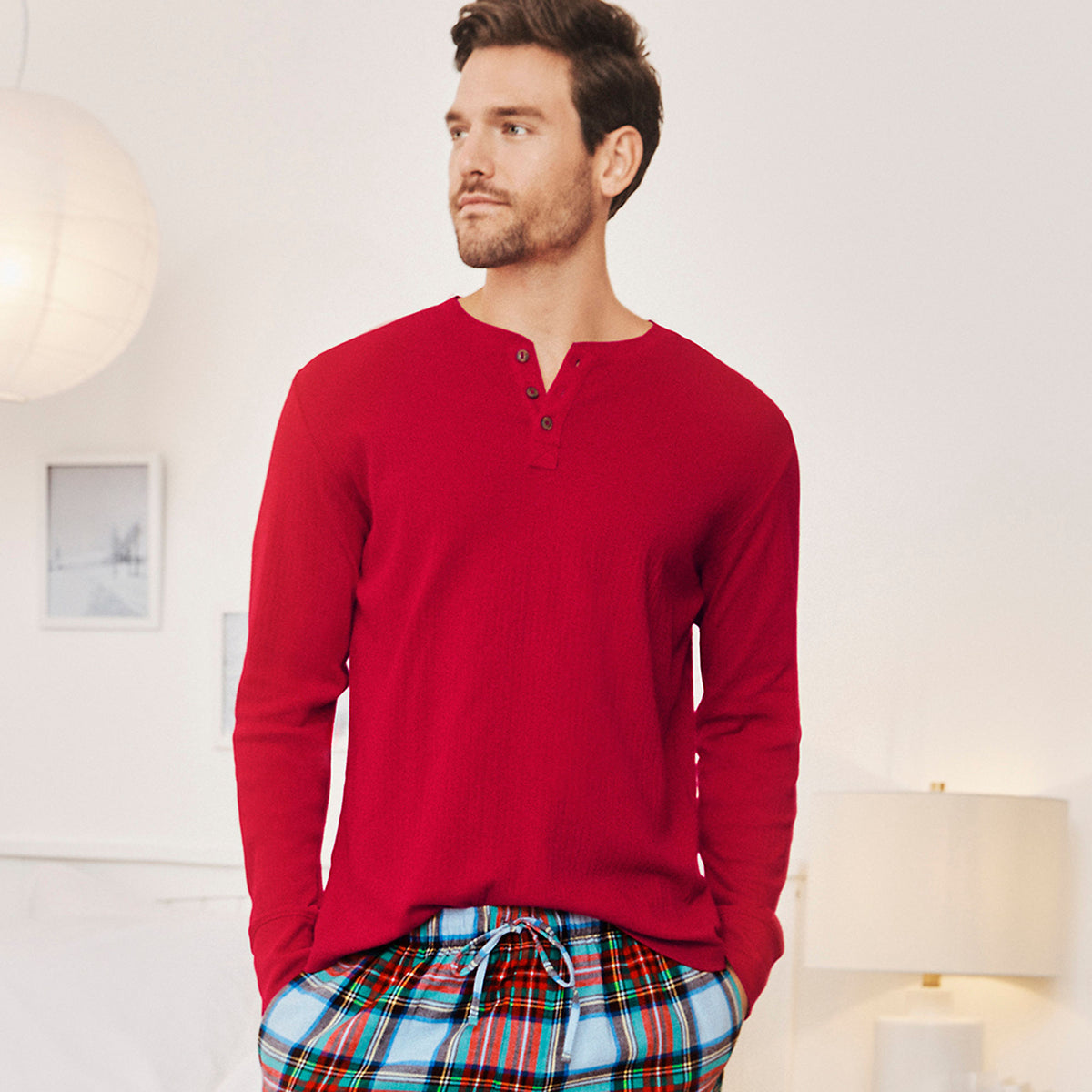 Men's Tall Knit Rib Pajama Henley