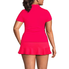 Women's Plus Size SunShade UPF 50 Short Sleeve Pique Johnny Collar Rash Guard