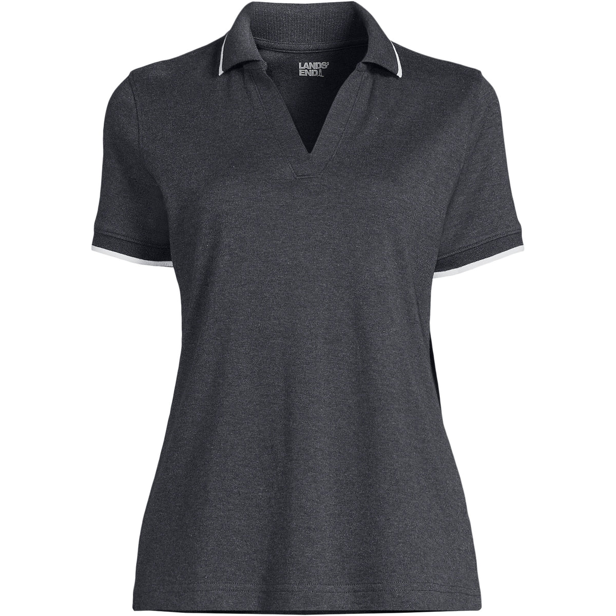 Women's Supima Short Sleeve Tipped Johnny Collar Polo Shirt