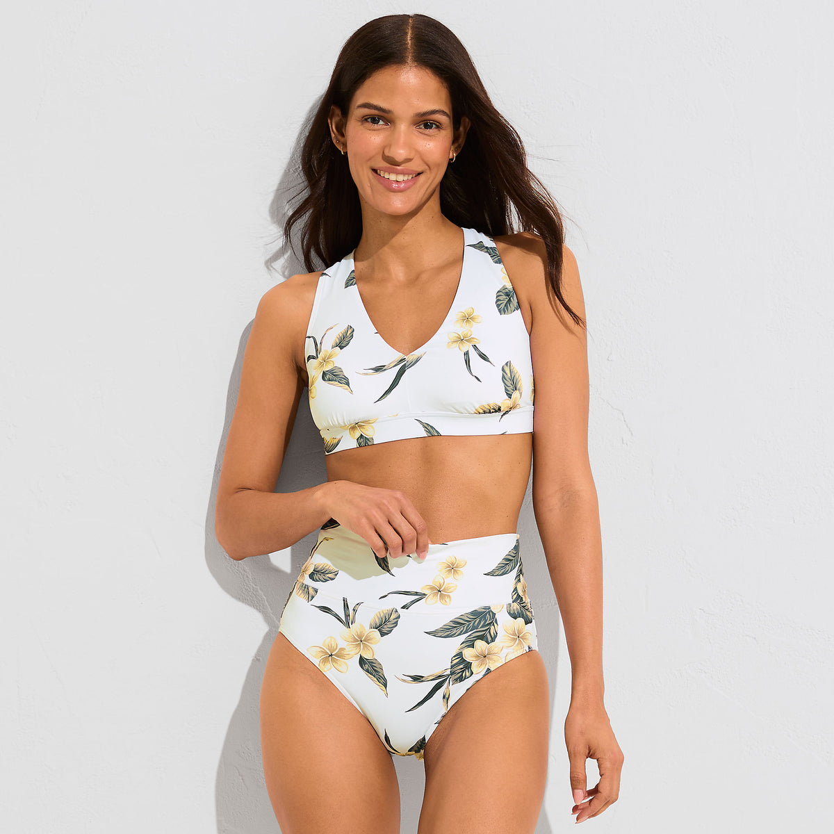 Women's V-Neck Bikini and High Waisted Bottom Swimsuit Set