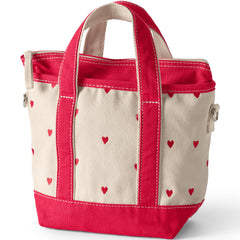 Small Embroidered 3 Pocket Zip Top Canvas Tote Bag