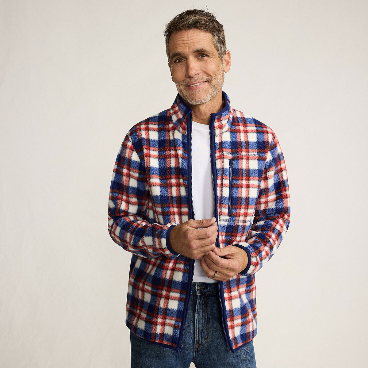 Men's Tall Print Full Zip Sherpa Fleece Jacket